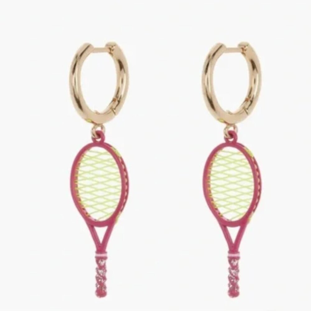 BaubleBar A Game of Style Neon Tennis Racket with Tennis Ball Studs Earrings NIB - Picture 4 of 5